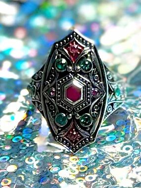 Art Deco Style Filigree Statement Ring, Size 7